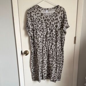 Casual Leopard Print Women's Dress - Taupe
